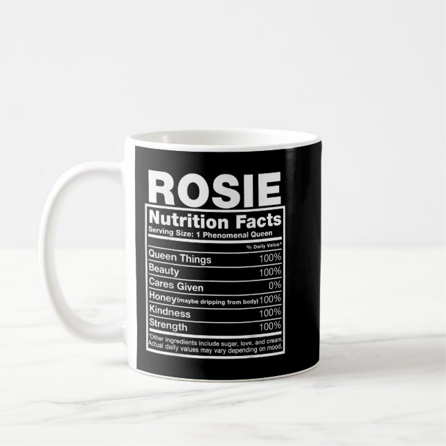 Mug Rosie Valeur nutritionnelle Rosie Nom Birthday Shi (Gauche)