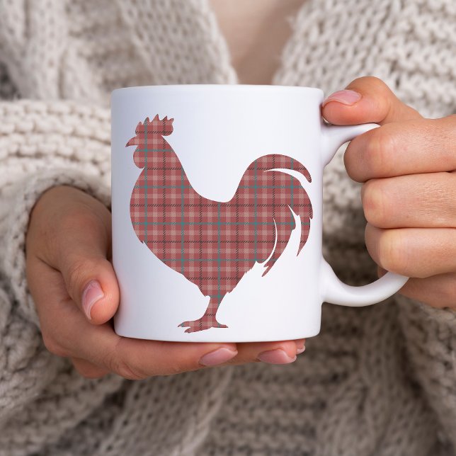 Mug Roster rouge (red plaid rooster mug)