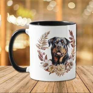 Mug Rottweiler Dog Automne Wreath