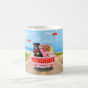 Mug Rottweiler Jour de la Saint-Valentin Camion Cœurs