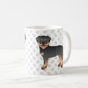 Mug Rottweiler noir et feu Chien de dessin animé migno