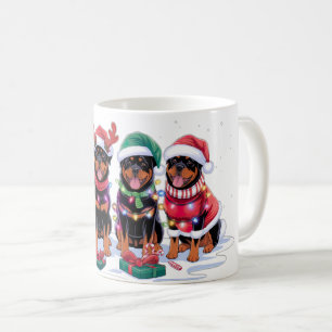 Mug Rottweiler Santa chapeau bois luth lumières de Noë