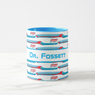 Mug Rouge Blanc Bleu Dentiste Chirurgien Dental Brosse