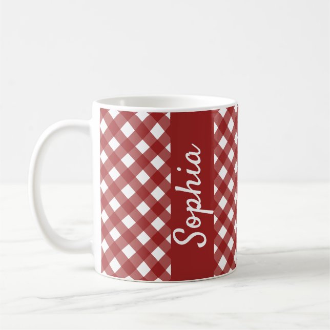Mug Rouge blanc En vichy chèque effectué (Gauche)
