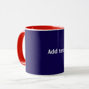 Mug Rouge, blanc et bleu avec texte blanc,