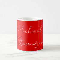 Rouge Blanc manuscrit Minimaliste Votre Nom