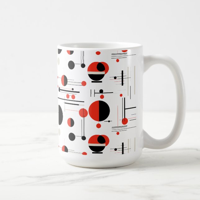 Mug Rouge blanc noir Bauhaus formes géométriques motif (Droite)