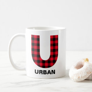 Mug Rouge Buffalo Carreaux Gras Initial U Monogramme