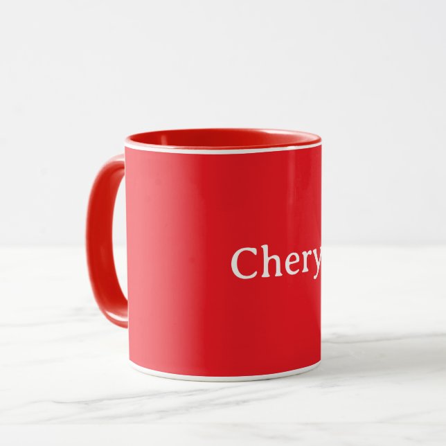 Mug Rouge, couleur rouge uni MODÈLE, personnalisable, (Devant gauche)
