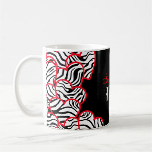 Mug Rouge doux élégant 16 Zebra Heart Design Nom