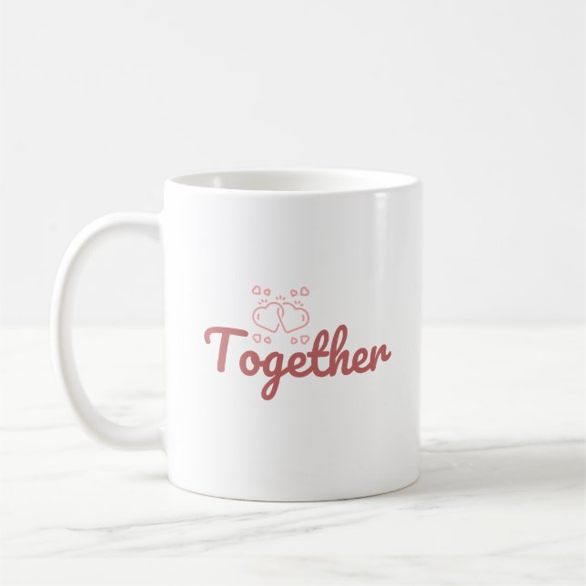 Mug Rouge "Ensemble" Texte Couple Cadeau Valentine (Gauche)