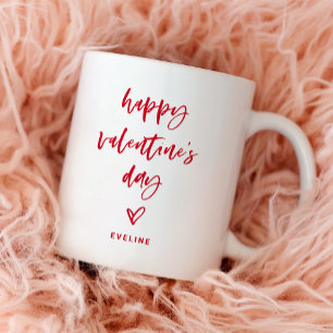 Mug Rouge et blanc   Script Décontracté et coeur Valen