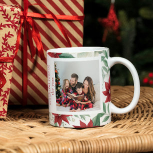 Mug Rouge et ivoire Poinsettia Famille Photo de vacanc