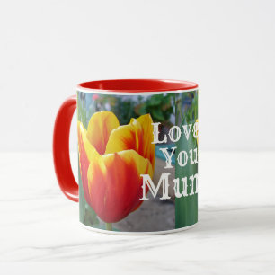 Mug Rouge et Jaune Tulipe floral Jardin Amour Maman