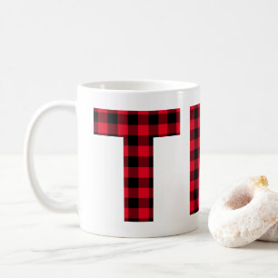 Mug Rouge et Noir Buffalo Plaid Lettre Gras Thé
