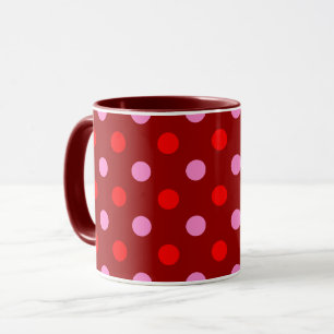 Mug Rouge et rose sur fond bordeaux à pois design
