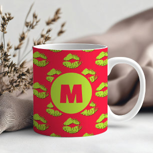 Mug Rouge et Vert XOXO Lèvres qui s'embrassent Personn