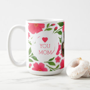 Mug rouge floral personnalisé - Aimez maman