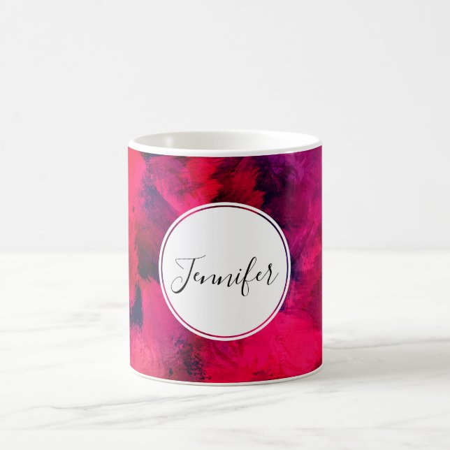 Mug Rouge foncé et violet Gras & Abstrait moderne (Centre)