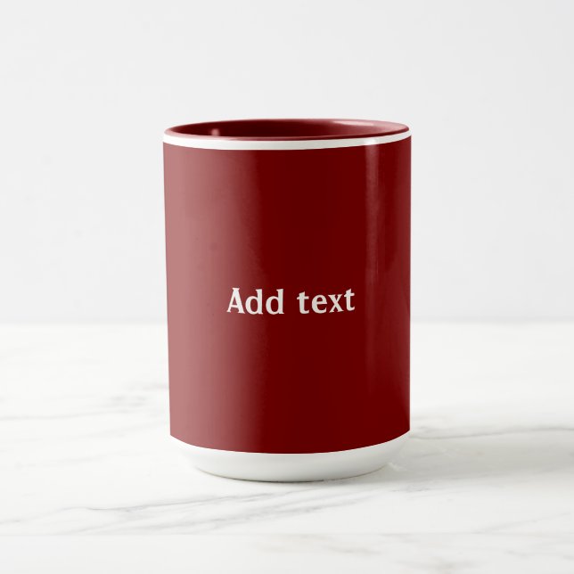 Mug Rouge foncé, Maroon couleur solide, texte blanc, (Centre)