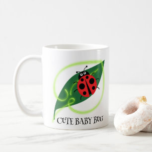 Mug Rouge mignonne coccinelle Vert Amour Feuil enfant