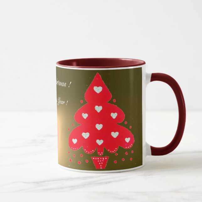 MUG ROUGE NOËL TREE FÊTE DE VACANCES JAUNE (Droite)