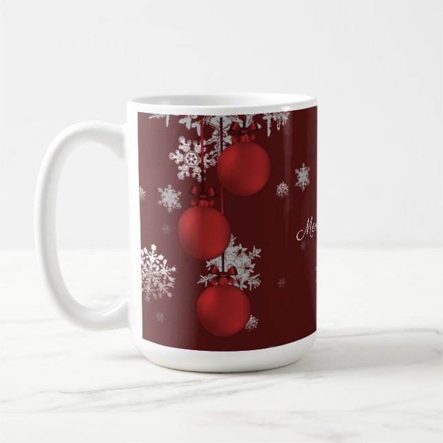 Mug rouge ornements de Noël (Gauche)