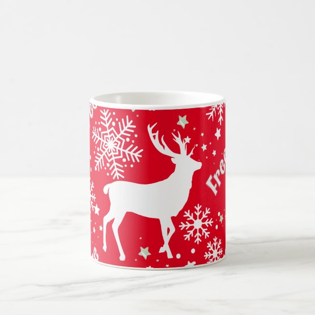 Mug Rouge renne de Snowflakes (Centre)