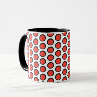 Mug Rouge Rétro et Noir Points Gras Café et Thé