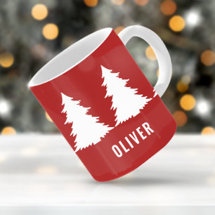Mug Rouge rétro Noël moderne minimal unique