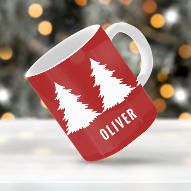 Mug Rouge rétro Noël moderne minimal unique (Créateur téléchargé)