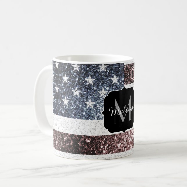 Mug Rouge rustique Bleu Bleu Étincelles drapeau améric (Devant gauche)