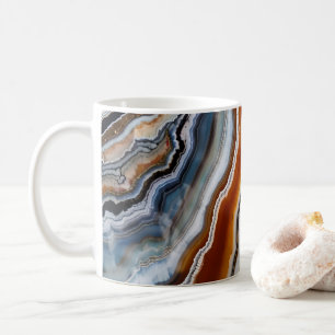Mug Rouge Terracotta Blanc Noir Bleu Or Géode d'âge