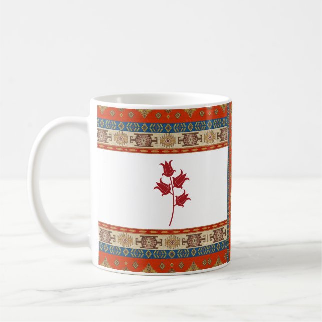 Mug Rouge turc oriental et confiture Brown avec tulipe (Gauche)