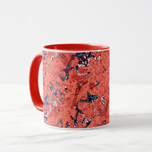 Mug Rouge Turquoise noir blanc tacheté Résumé graphiqu