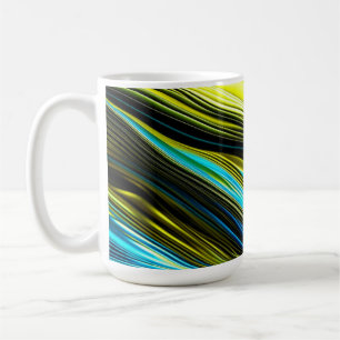 Mug Rouleaux de soie et de satin abstraits bleus et or
