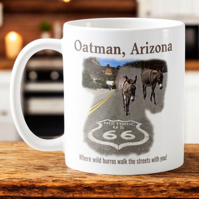 Mug Route 66 Oatman Arizona Burros Dans La Rue (Matching sides mug)