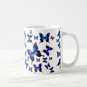 Mug Royal Blue Elegant Whimsical Butterflies