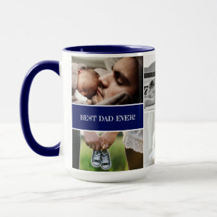 Mug Royal blue Meilleur papa Jamais Photo Collage Papa