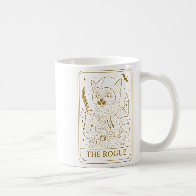 Mug Rpg Gamer Rogue D20 Dice Nerdy Geek Chat Hommes Fe (Droite)