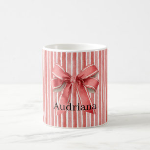 Mug Ruban à rayures de canne à bonbons rose rouge