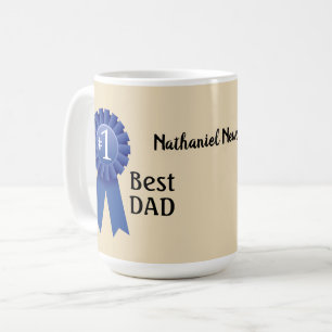 Mug Ruban bleu #1 Papa personnalise avec le nom