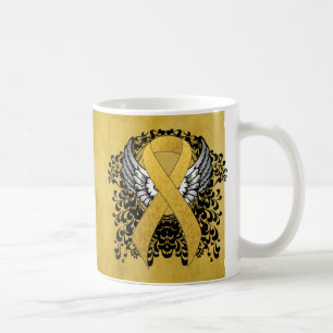 Mug Ruban de sensibilisation à l'or avec ailes