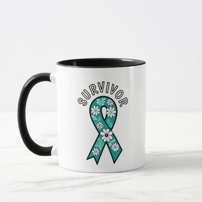 Mug Ruban de sensibilisation au bleu sarcelle Survivor (Gauche)