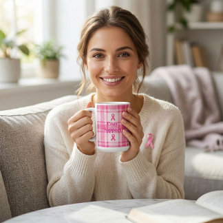 Mug Ruban de sensibilisation au cancer du sein à carre