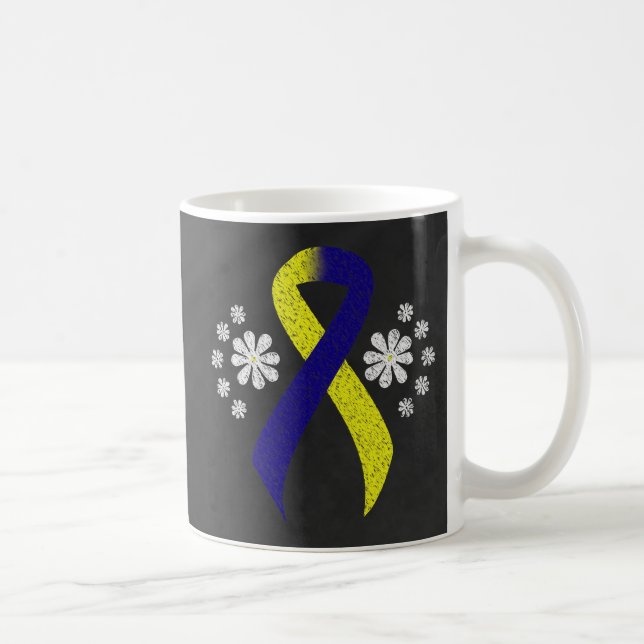 Mug Ruban de sensibilisation bleu et jaune (Droite)