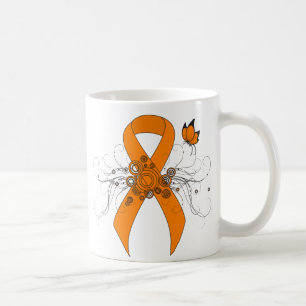 Mug Ruban de sensibilisation orange avec papillon