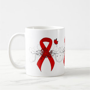 Mug Ruban de sensibilisation rouge avec papillon