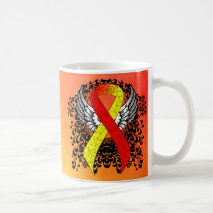 Mug Ruban de sensibilisation rouge et jaune avec ailes