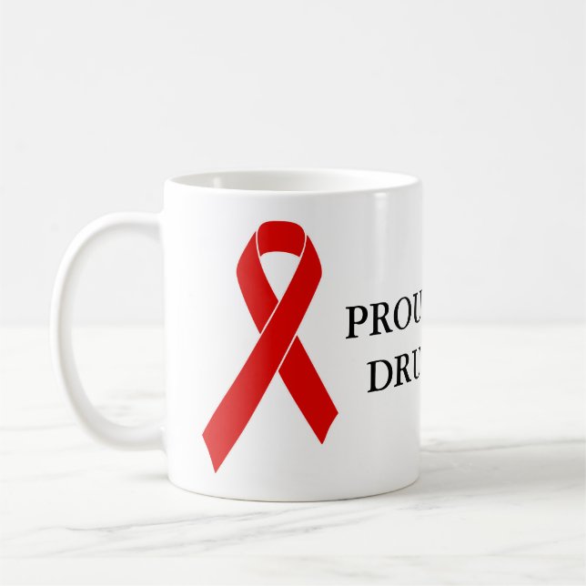 Mug Ruban de sensibilisation rouge + votre message (Gauche)